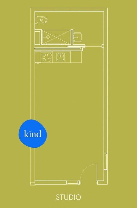 Floor plan for studio, 1 bath, 360 sqft